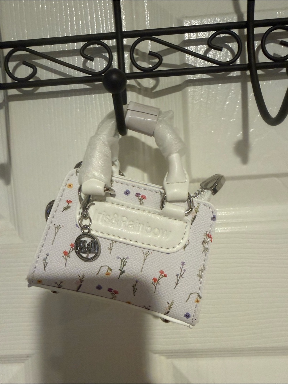 Iris and Rainbow mini tote - White Floral Mini Tote - Picture 2 of 3